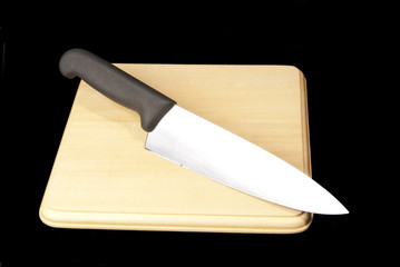 knife and cutting board