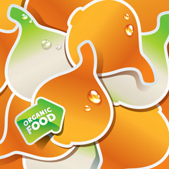 Background from onions with the arrow by organic food.