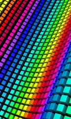 3D Würfel - Regenbogen Welle 02