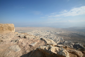 Fototapeta na wymiar View on dead sea from Masada Israel