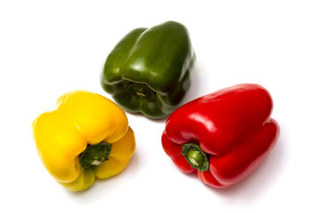 Three colorful peppers