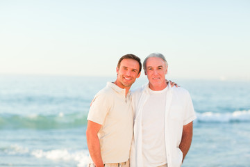 Father with his son at the beach