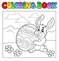 Papier Peint photo autocollant Bricolage Livre de coloriage avec le thème de Pâques