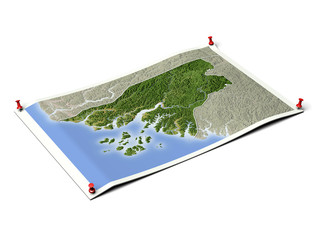 Guinea-Bissau on unfolded map sheet.