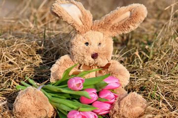 Häschen mit Tulpen