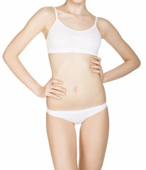 Fototapeta na wymiar Beautiful slim female body in underwear