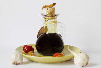 oil, garlic, pepper,