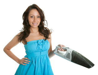Cheerful woman with handheld vacuum cleaner © Andrey Popov