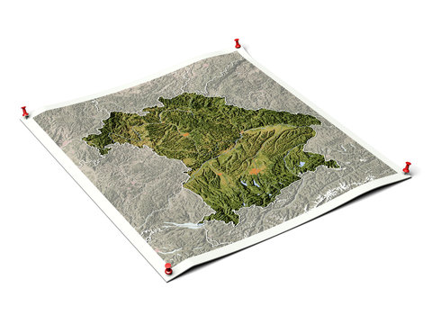 Bavaria on unfolded map sheet.