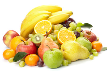 fresh fruits on the white background