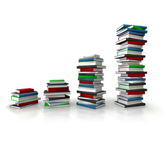 Graph book piles representing gain of knowledge or education