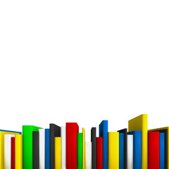 Bookshelf row as frame for educational or science subject