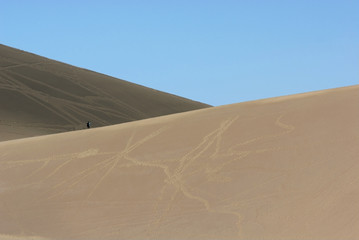 Fototapeta na wymiar People on sand dune