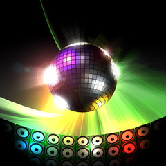 Colorful shimmering disco ball party club illustration