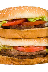 Stack of hamburgers close up