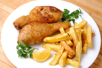 Fried chicken with potato