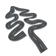 Road bent into Christmas pine shape