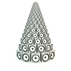 Temple of music - Huge pile of white sound boxes