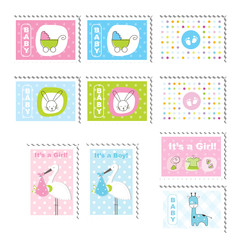 Naklejka na ściany i meble Cute stamps - design elements