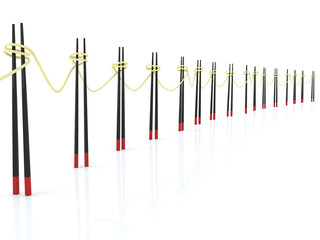 chopsticks and spaghetti