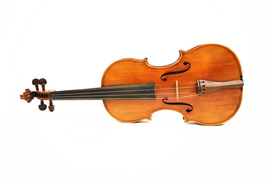 Old violin over white