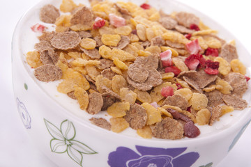 bowl with breakfast cereals