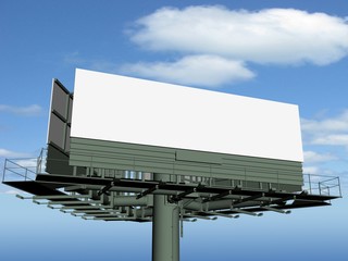 Empty billboard at sky background