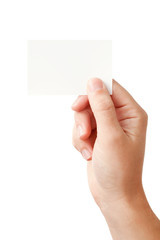 Fototapeta premium Hand and blanc card