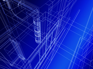 Abstract architectural construction sketch