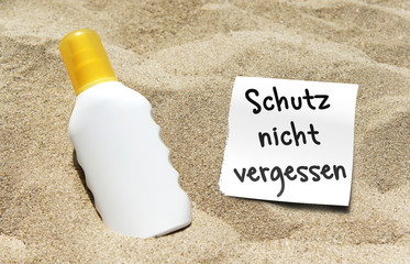 strand sonnencreme notiz schutz nicht vergessen