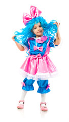 Little girl  with blue hair