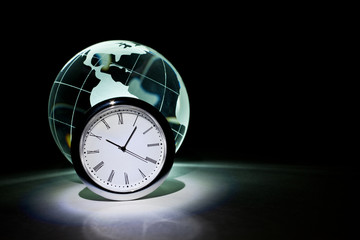 Globe and clock