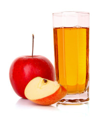 Fruits and glasses with juice isolated on white