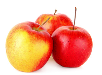 Few ripe red apples isolated on white