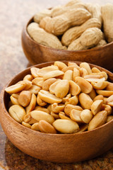 Peanuts in wood bowls