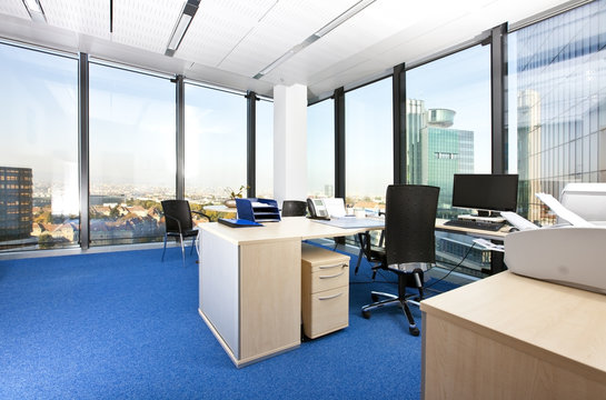 modern business office with panoramic cityscape