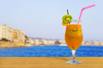 Cocktail on table in cafe