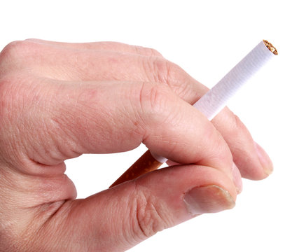 Man hand with one cigarette