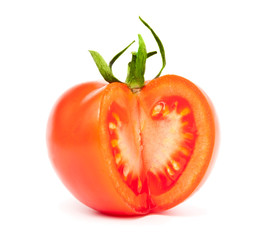 Tomato - fresh and sliced. Isolated on white