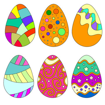 Colorful easter egg collection over white background