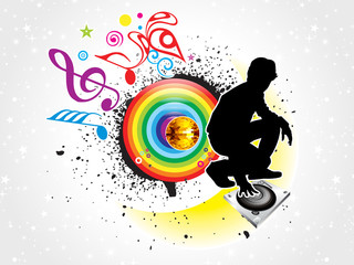 abstract musical background with silhouette