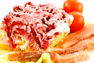 beet salad and salmon