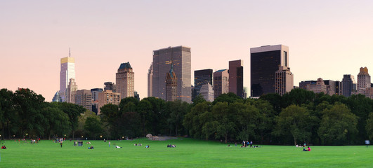 Obraz premium New York City Central Park at dusk panorama