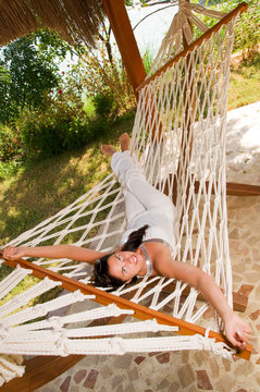 Young woman in hammock