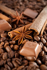 Anise, cinnamon, choco and coffee beans