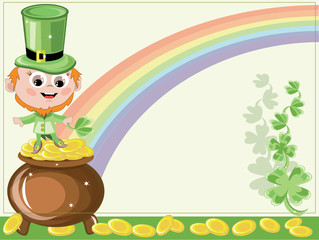 Fototapeta premium Leprechaun with gold pot