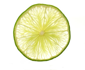 slice of lime on white background