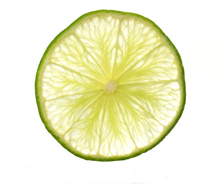 slice of lime on white background