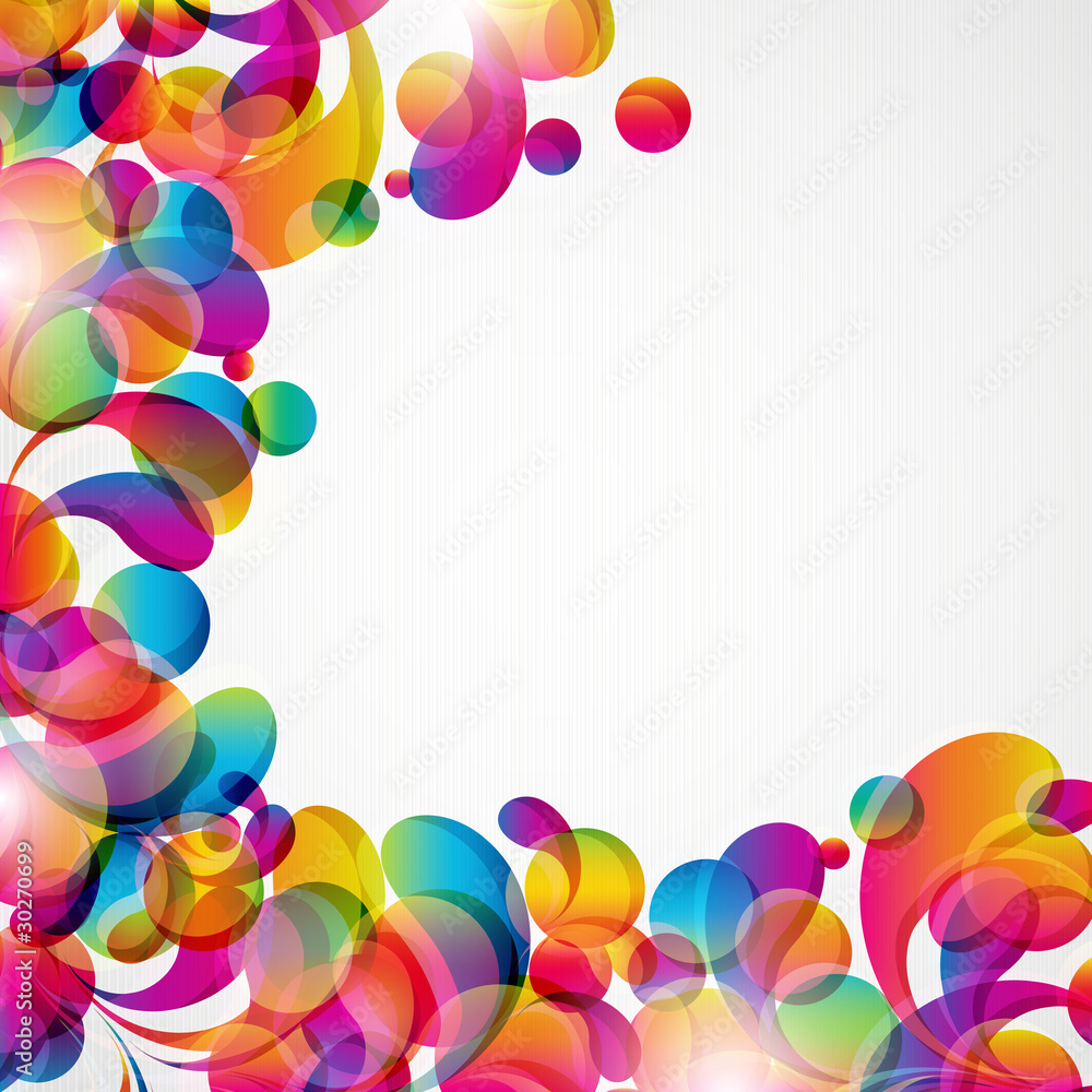 Poster abstract background with bright circles and teardrop-shaped arch