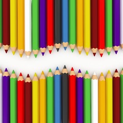 3d colourful pencils wave